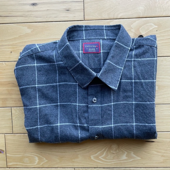 UNTUCKIT Plaid Flannel Button Down Long Sleeve Shirt Men’s Size XXL 100% Cotton - Picture 6 of 6